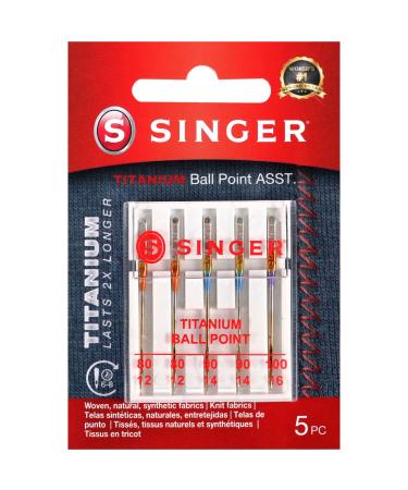 SINGER 04809 Titanium Universal Ball Point Machine Needles for Knit Fabric, Assorted Sizes, 5-Count Original Version