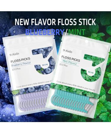 Y-Kelin Blueberry Dental Floss Picks - 100 Pcs Teeth Cleaning Sticks - Pack of 1 (Blueberry 300 Count) - Buy Online on GoSupps.com