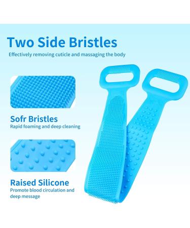 Silicone Bath Body Brush - Blue Silicone Body Back Scrubber for Effective Lathering | Shower Towel Alternative and Silicone Body Wash Scrubber - Buy Online on GoSupps.com