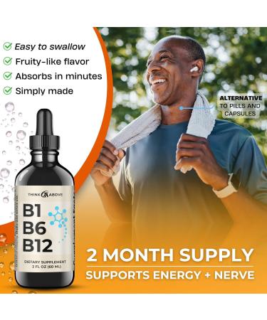 B1 B6 B12 Vitamin Liquid Drops - Daily Wellness Support Supplement - Fruity-Like Flavor - Methylcobalamin Thiamine Pyridoxine - 60 Day Supply - 2 oz - for Men and Women - Simply Made - Buy Online on GoSupps.com