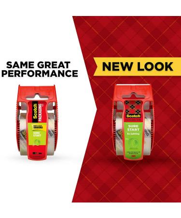 Scotch Sure Start Shipping Packaging Tape  1.88"x 22.2 yd  Designed for Packing  Shipping and Mailing  Quiet Unwind  No Splitting or Tearing  1.5" Core  Clear  6 Dispensered Rolls (145-6) - Buy Online on GoSupps.com