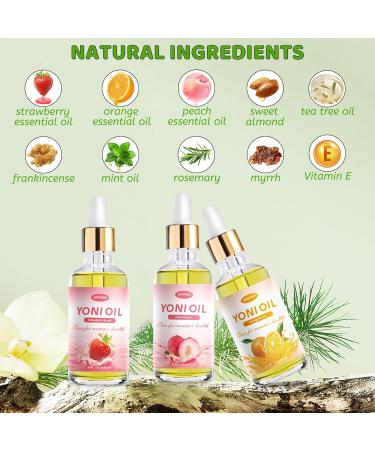 3 PCS Yoni Oil - Natural Feminine Intimate Moisturizer & Deodorant | PH Balance Serum for Women - Orange Strawberry Peach Scent - Buy Online on GoSupps.com
