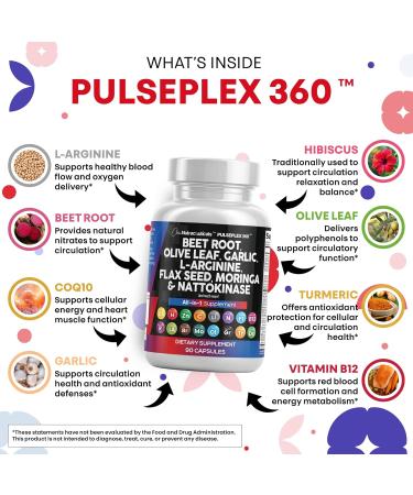 Clean Nutraceuticals Beet Root Capsules Olive Leaf Nattokinase Garlic Extract L-Arginine Omega 3 Red Yeast Rice Hibiscus Danshen - Healthy Support Supplement - 90 Ct 90 Count (Pack of 1) - Buy Online on GoSupps.com