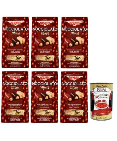 Novi Nocciolato Minis Gianduja Chocolate Extra Black and White Chocolate with Two Whole Hazelnuts 130g Bag + Tomato Pulp Italian Gourmet Tomato Pulp 400g
