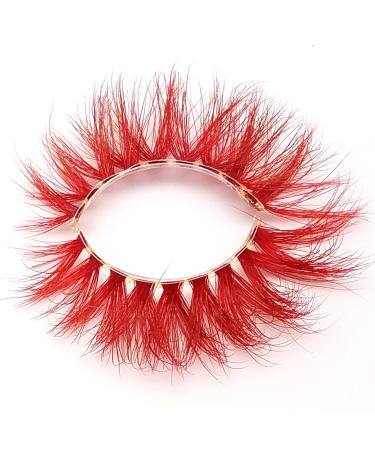 MISSLADY Colored Lashes 25 Color/Style Options 3D Real Mink Strip Lashes Red Eyelashes (M3D-302  18mm  1 Pair  Gift Box)