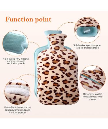 Fleece-Covered 2L Hot Water Bottle for Pain Relief - Leopard Print Hot/Cold Therapy Bag for Back Pain & Menstrual Cramps - Perfect Gift for Her - Buy Online on GoSupps.com