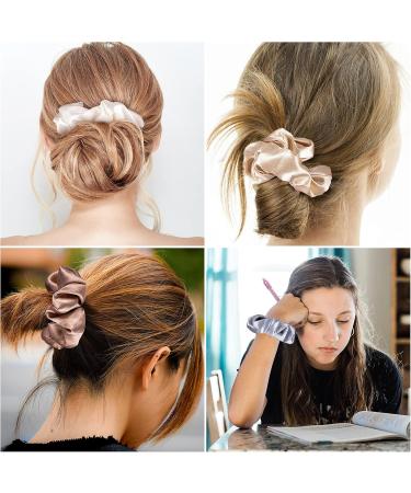 Whaline Silk Satin Hair Scrunchies Elastic 7 Colors Hair Tie Bands Traceless Large Hair Bands Non-Slip Ponytail Holder Ropes Hair Accessories for Women Girl Thick Thin Hair (Brown & Blue Series) - Buy Online on GoSupps.com