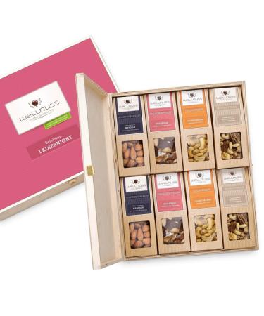 Wellnuss "Ladiesnight"-Premium Gift Set for Women *** Vegan *** I 8 Nuss-Snacks I gift idea for women girlfriend mother sister (8 snacks in the birch wood box best of nuts (vegan)) Best of nuts(vegan) 8 snacks in the birch wood box - Buy Online on GoSupps.com