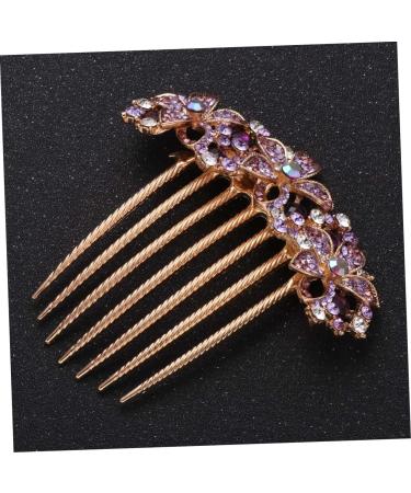 Angoily Flower Bridal Hair Comb Prom Headpiece Wedding Hair Clip Hair Teasing Comb Flower Hair Accessories Rhinestone Hair Accessories Hair Topper Bride Alloy Crystal Purple - Buy Online on GoSupps.com