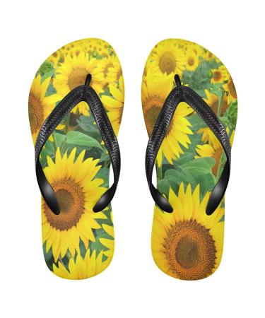 Mnsruu Summer Floral Sunflower Flip Flops Home Hotel Spa Bedroom Travel XL for Men Women