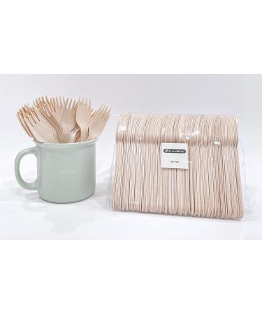 EnvoWise | Disposable Wooden Forks 100pcs/320pcs/1000pcs Pack 6.3" Length | All Natural Eco-Friendly Birchwood Utensils Biodegradable Compostable Wood Cutlery (100 Forks) - Buy Online on GoSupps.com