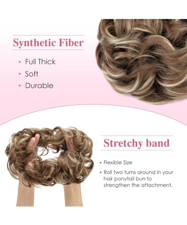Buy Tess Hair Part with Rubber Band - 55g Light Brown & Ash Blonde Synthetic Hair Extension for Large Buns | Women's Hair Tie - Buy Online on GoSupps.com