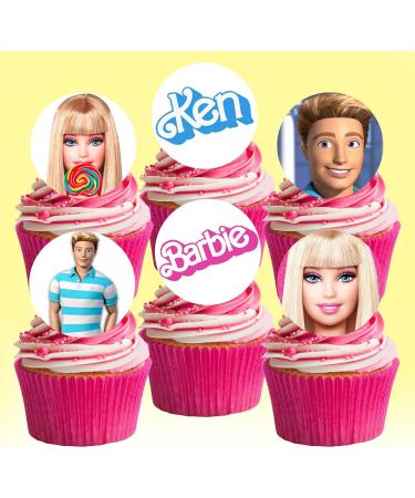 24 Pre-Cut Barbie 3 Edible Cupcake Toppers - Perfect for Birthday Parties & Ken Decorations | International Shipping Available - Buy Online on GoSupps.com