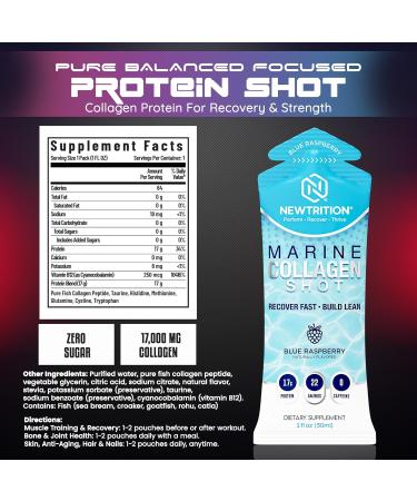 NewTrition 17 000mg Liquid Protein Shots Fast-Absorbing with Hydrolyzed Marine Collagen 22 Amino Acids Vitamin B12 Zero Sugar & Caffeine Recovery Marine Collagen Shots - Easy Protein Packets 1 oz - Buy Online on GoSupps.com