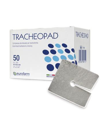 Tracheopad- Aluminized Adherent and Absorbent Non-Woven Dressing Especially Designed for use Around tracheotomies-50 Pcs./Box  Made in Italy (3 1/8 x 3 2/3) 3 1/8 x 3 2/3 in (50 Pieces per Box)