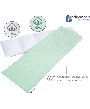 Medi Partners Cherry Core Pillow 60x20cm | 100% Cotton Waffle | Eco-Friendly Heat & Cold Therapy | Removable Cover | Large 800g Comfort Pillow in Mint - Buy Online on GoSupps.com
