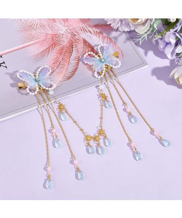 NICENEEDED Butterfly Cute Hair Clips 3D Colorful Butterfly Hair Decoration Jewelry Non-slip Butterfly Moving Wings and Sparkly Tassel Hairpin Accessories for Girls and Women - Buy Online on GoSupps.com