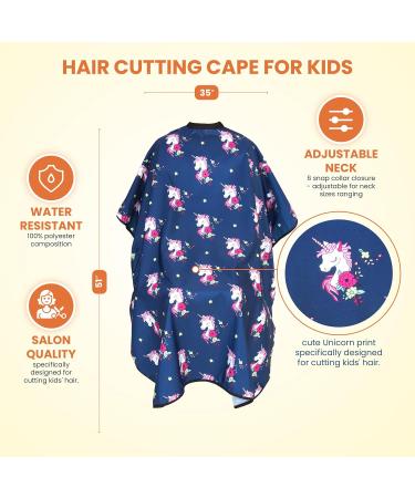 Hair Cutting Cape for Kids - Unicorn Unicorn Print - Water Resistant Salon Cape - Snap Closure Barber Cape - Perfect Kids Haircut Cape - Buy Online on GoSupps.com