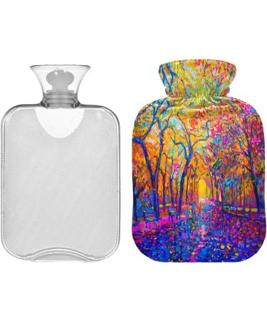 Naanle 2L Hot Water Bottle with Lid | Autumn Oil Painting | Back Pain Relief & Cold Therapy Hand/Foot Warmer - Buy Online on GoSupps.com