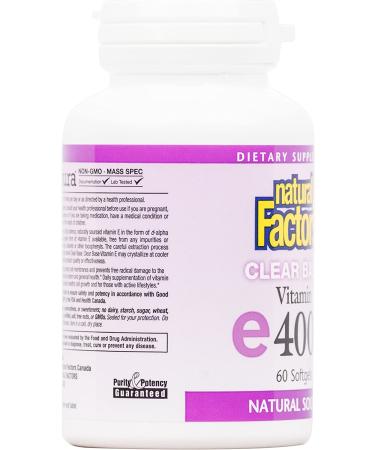 Natural Factors Clear Base Vitamin E 400 IU - 60 Softgels | Antioxidant Support - Buy Online on GoSupps.com