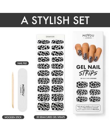Moyou London Semi Cured Gel Nail Strips - 20 Pc Set | Easy Apply & Remove | Salon-Quality Manicure - Black Lace | Buy 3, Get 1 Free UV Lamp - Buy Online on GoSupps.com