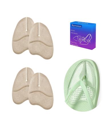 2 Pairs Gel Metatarsal Pads Ball of Foot Cushions Toe Protectors for Flip-Flops Forefoot Pads for Thong Sandal Toe Guards for Women and Men Relieve Pain Stop Feet from Sliding Forward Apricot