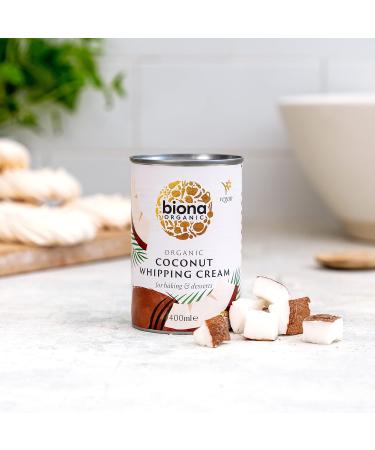 Biona Organic Coconut Whipping Cream 400ml - Dairy-Free & Vegan - Ideal Substitute for Cream - Great for Desserts, Cakes & Baking - Buy Online on GoSupps.com