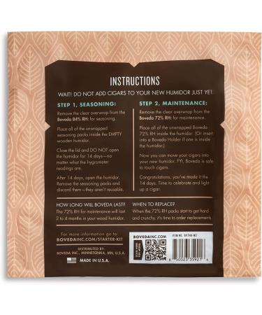Boveda Humidor Starter Kit Bundle: Season a Wood Humidor Plus Maintain Humidity with 2-Way Humidity Control | Includes (2) Each Size 60 Boveda 84% RH & 72% RH | 1-Count Small - Buy Online on GoSupps.com