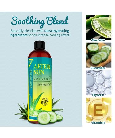 Texas Aloe Vera Cooling After Sun Gel with Cucumber & Vitamin E - Instant Sunburn Relief for Skin & Face (12 Fl Oz) - Buy Online on GoSupps.com