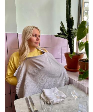 Nursing Cover for Baby Breastfeeding & Pumping | Multi-Use Car Seat Stroller Cover | Soft Organic Muslin Cotton Apron & Shawl | Pastel Colors - Light Grey - Buy Online on GoSupps.com