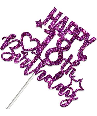 Tenhaisi Purple Happy 18th Birthday Cake Topper Glitter 18 and Fabulous Cake Topper Food Picks - 18th Birthday Party Decoration - Cheers to 18 Years Anniversary Party Supplies - Buy Online on GoSupps.com