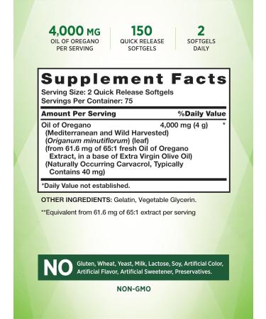 Nature's Truth Oil of Oregano Softgel Capsules 4000mg | 150 ct | Non-GMO & Gluten-Free Supplement - Buy Online on GoSupps.com