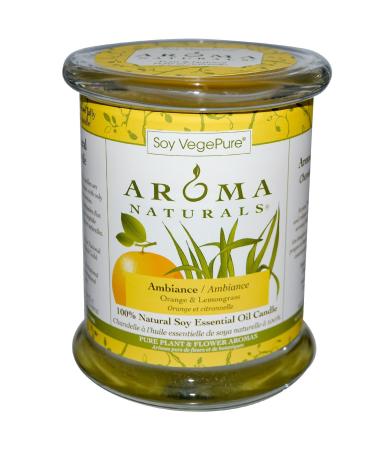 Soy VegePure 100% Natural Soy Essential Oil Candle Ambiance Orange & Lemongrass 8.8 oz (260 g) Aroma Naturals