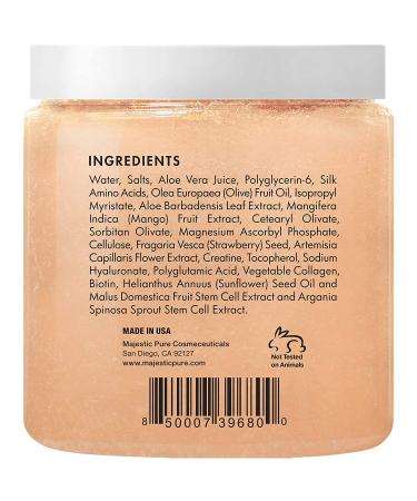 Majestic Pure Mango Butter Body Scrub - Exfoliating Salt Scrub with Biotin, Collagen & Stem Cell - 10 oz Natural Skin Care for Smooth, Moisturized Skin - Buy Online on GoSupps.com