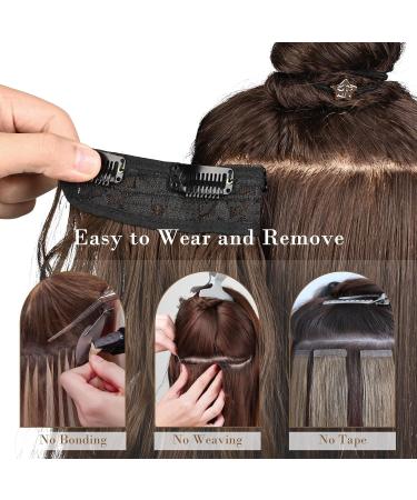 REECHO 20 Inch Ash Brown Clip in Hair Extensions - Pack of 4, 200g - Natural Soft Synthetic Hairpieces for Women - Buy Online on GoSupps.com