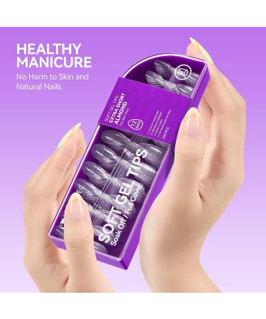 Gelike EC Extra Short Almond Soft Gel Nail Tips Kit - 240 Pieces Full Cover False Nails for Soak Off Extensions - Clear Ultra-Thin Design - Pre-buff PMMA Resin - 12 Sizes - Buy Online on GoSupps.com