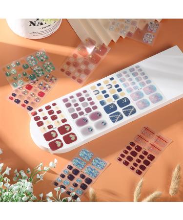 220-Piece 3D Rhinestone Toe Nail Polish Strips - Self-Adhesive Full Wraps with Nail Files | 10 Styles for Women and Girls - Buy Online on GoSupps.com