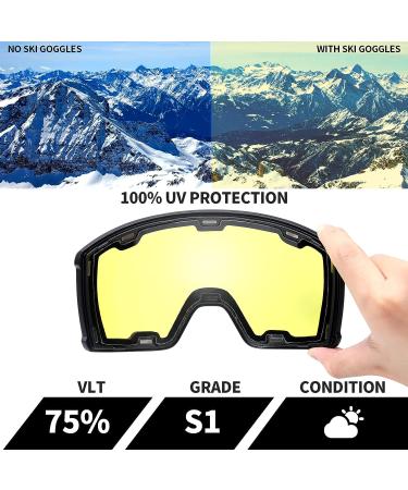EverSport M81 Ski Goggles Pro | Magnetic Snowboard Goggles for Women Men | UV Protection | X-Replaceable Lens | VLT75% Yellow - Buy Online on GoSupps.com