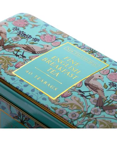 New English Teas Song Thrush and Berries Tea Tin - 40 English Breakfast Teabags - Mint Green Tin - 1 Count Pack - Buy Online on GoSupps.com