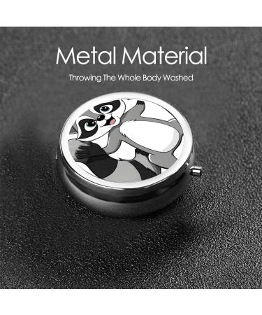 Cute Cartoon Raccoon Round Pill Box | 3 Compartment Travel Medicine Holder | Mini Decorative Organizer for Vitamins & Tablets - Buy Online on GoSupps.com