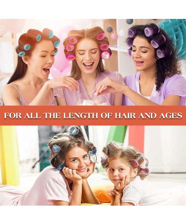 Jumbo Hair Rollers Set for Long Hair - 47pc Self-Grip Curlers with Clips & Comb in Rose Red - No Heat, 3 Sizes - Ideal for Long, Medium, Short Hair - Buy Online on GoSupps.com