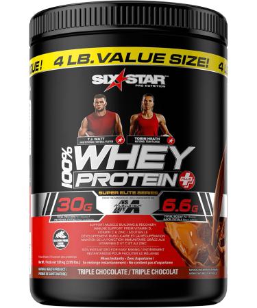 Whey Protein Powder | Six Star 100% Whey Protein Plus and Whey Protein Isolate & Peptides (Chocolate & Strawberry) 4 lbs each Triple Chocolate+ Strawberry 1.8 kg (Pack of 1) - Buy Online on GoSupps.com
