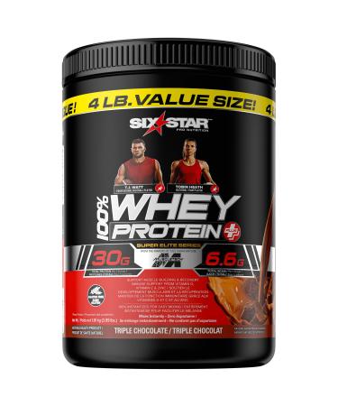 Whey Protein Powder Six Star 100% Whey Protein Plus Whey Protein Isolate & Peptides Lean Protein Powder for Muscle Gain Whey Isolate Protein Shake Chocolate 4 lbs Triple Chocolate 39 Servings (Pack of 1)
