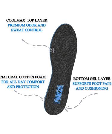 PrimeInsoles Odor Eliminator Insoles - Ultra Comfortable Gel with Odor Control - 1 Pair, Trim to Fit - Sizes 6-12 - Buy Online on GoSupps.com