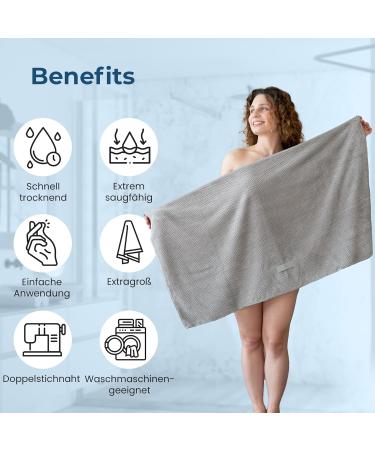 Eponox Premium Microfiber Hair Towel - Quick-Drying Super Soft Elastic Band Waffle Design for Long Hair - Ideal Hair Dryer Towel in Gray - Buy Online on GoSupps.com