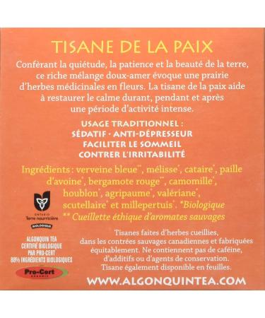Algonquin Tea Peace Tea Organic 16 Tea Bags 18g - Buy Online on GoSupps.com