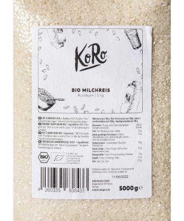 KoRo - Organic round rice 5 kg - value pack Round grain sticky rice from 100% organic farming without additives - Buy Online on GoSupps.com