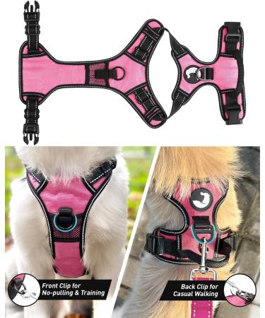 Joytale Large Dog Harness - Reflective Soft Padded Adjustable & Breathable with Control Handle - Pink (1 Pack) | Best for Anti-Pull & Comfort - Buy Online on GoSupps.com