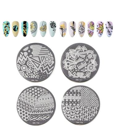 Niceneeded Nail Art Stamping Kit - 2 Rectangle & 4 Round Plates Nail Stamp & Scraper | DIY Nail Decoration Tools - Buy Online on GoSupps.com