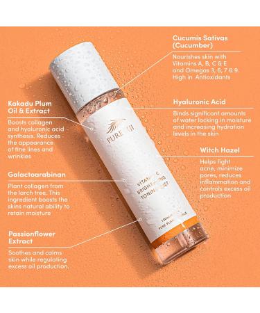 Pure Fiji Face Toner Mist with Vitamin C - Antioxidant Hydrating Spray for Brightening Even Skin Tone & Smooths Fine Lines (4.4oz/130ml) - International Shipping Available - Buy Online on GoSupps.com